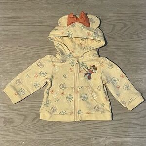 NEW Walt Disney Baby Skating Minnie Mouse Zip Up Hoodie w/ Ears & Bow Size 6-9mo